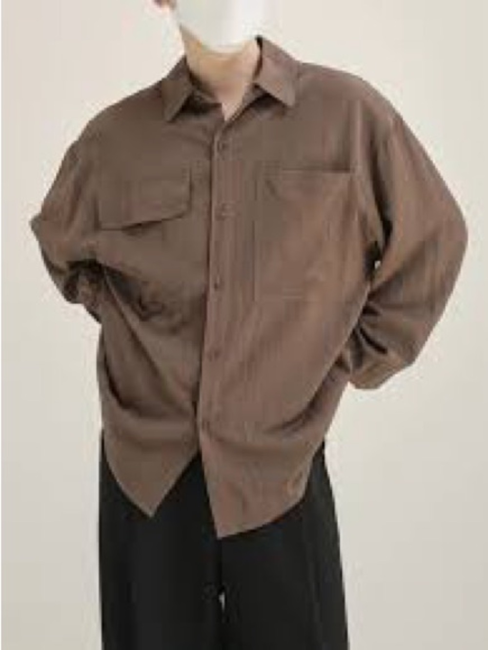 Casual khaki Button-Down Shirt - 100% silk